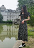 GARNUO碎花连衣裙女夏季新款法式茶歇裙子复古气质方领收腰显瘦黑色长裙 黑色 M【101-110斤】 实拍图