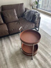 宅家纪北欧简约圆形客厅可移动推车沙发边几轻奢多功能储物马鞍皮零食车 棕色马鞍皮-钛灰色不锈钢-圆形 实拍图