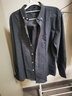 罗蒙（ROMON）条纹长袖衬衫男士韩版修身商务休闲百搭衬衣外套灰色2XL 实拍图