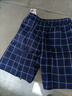 浪莎男士睡裤男短裤纯棉夏季薄款宽松大码格纹休闲五分裤外穿沙滩短裤 丈青中格 2XL 实拍图