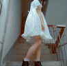 欧维沃（OUWEIWO）日系软妹甜美娃娃领荷叶边短袖lolita白色中长款连衣裙子女夏 白色 均码 晒单实拍图