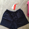 浪莎棉麻运动短裤女夏宽松休闲高腰阔腿a字休闲热裤 宝蓝色 M码（适合90-120斤） 实拍图