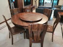 DIEV实木餐桌乌金木餐桌全实木圆桌现代中式简约圆形餐台带转盘别墅餐厅家具 订金送赠品 实拍图