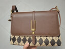 伊梵络 大容量包包女包2024新款秋冬百搭格子单肩斜挎包时尚质感小方包 棕色带挂件 实拍图