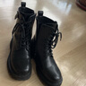 达芙妮马丁靴女厚底新款高跟女靴英伦风短靴皮靴休闲女鞋 黑色加绒 38 实拍图