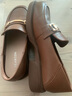 意尔康女鞋真皮乐福鞋女士单鞋通勤百搭一脚蹬粗跟小皮鞋女 棕色 【尺码偏大，建议拍小一码】 36 实拍图