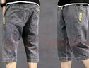 楠语秋夏季薄款牛仔裤男七分裤男士宽松直筒弹力裤休闲哈伦潮流裤子 （七  ）分裤813灰色 3XL 建议【156-170斤】 实拍图