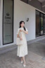 丹珠娜（DanZhuNa）新中式连衣裙女装2024夏季新款气质改良国风少女旗袍改良裙子夏天 杏绿色（无饰品） M 晒单实拍图