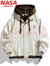 NASA MARVEL夹克男春秋季连帽假两件透气时尚防风宽松情侣装 黑色 4XL 实拍图
