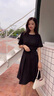 clotho Rennie品牌女装韩版短袖连衣裙女2025夏新款气质通勤休闲时尚收腰显瘦 黑色 M 实拍图