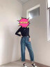 丝克诺依 哈伦牛仔裤女新款撞色宽松高腰显瘦老爹垮裤春秋 复古蓝常规 L 晒单实拍图