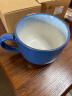 inmindhouse 大肚牛奶早餐杯陶瓷泡燕麦片杯子带盖勺大号容量可微波欧式600ml 渐变蓝600ml（木柄勺+木盖） 实拍图