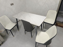曼丘岩板餐桌家用轻奢现代简约小户型饭桌客厅长方形大理石餐桌椅组合 哑光白12mm（一桌四椅） 120cm *宽60cm 实拍图