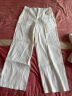 无印良品（MUJI）女式 麻混 弹力 直筒裤裤子女款春款休闲裤BE1QVC4S 米白色 M (160/66A) 晒单实拍图