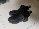 ZHR短靴女秋冬复古真牛皮通勤女靴舒适套脚切尔西靴女 EH18 黑色 38  实拍图