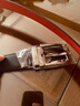 暇步士（Hush Puppies）红腰带本命年男真皮针扣红色皮带头层牛皮男士裤带蛇年本命年礼物 外黑内红946 115cm 实拍图