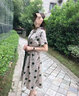 秋芙罗中年妈妈装夏装洋气收腰雪纺连衣裙中老年女装系带显瘦时尚中长款 米色 3XL 【建议115-130斤】 实拍图