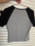 森马（Semir）短袖T恤女短款设计感印花2024夏季插肩袖紧身套头衫109324100036 晒单实拍图