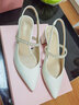 他她（TATA）仙女风凉鞋女空鞋粗跟尖头高跟鞋女秋季新款7RZ02BH4 白色 38 实拍图