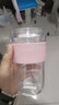 Vanow玻璃水杯女2025新款夏季高颜值带吸管便携咖啡杯泡茶杯大容量杯子 软萌粉460ml【自带提环】 实拍图