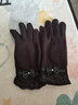 杨饰公子手套男女秋冬季保暖骑行手套触屏小清新韩版可爱薄款保暖开车 蕾丝款 棕色 实拍图