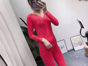 莫代尔本命年内衣套装女属蛇年新娘结婚情侣大红色保暖秋衣秋裤 大蕾丝V领套装+1条内裤+1双袜子+大红手提袋 2XL 实拍图