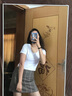 啄木鸟t恤女短款上衣修身打底内搭夏季新款高腰露脐短袖修身上衣 白色【圆领】 L (95-105斤) 实拍图