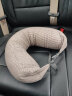 华纱无印新品纯棉U型枕头护颈枕脖枕汽车微粒子午睡u形旅行飞机腰靠枕 棕色条纹 实拍图