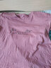 珞妮纯棉短袖t恤女V领2025新款夏季体恤韩版宽松女装百搭半袖上衣潮  紫色 英文 3XL 建议140-160斤 实拍图