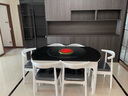 玉杰居火烧石餐桌椅套装电磁炉实木可伸缩折叠圆桌现代简约大小户型桌子 白色-火烧石(带电磁炉） 1.5米餐桌+6椅 实拍图