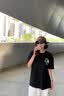 MMOPTOP潮牌重磅T恤男夏季潮流印花情侣短袖舒适休闲上衣女M0030黑色M 实拍图