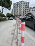 钢管警示柱镀锌红白交通固定防撞柱路障柱隔离防撞杆挡车固定立柱防撞柱 固定款镀锌立柱76*600*1.5 红白贴膜 实拍图