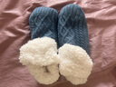 槿城加绒加厚地板袜女室内居家袜子地板鞋大人袜套秋冬儿童防滑底棉袜 翻毛蓝色 1双 34-39（24cm） 实拍图