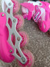 溜冰鞋儿童轮滑鞋滑冰鞋全套装初学者男女童直排旱冰鞋初学者3-4-5-6-7-8-9-10岁可调节 粉色单闪套装（含头盔护具） S小号（26-32码） 实拍图