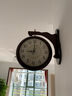 北极星（POLARIS）挂钟 客厅创意双面石英钟表复古时钟欧式实木卧室挂表14英寸 1607 实拍图