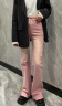 帕芮莉（paruili）粉色喇叭裤女夏季新款复古显瘦牛仔裤微喇裤子高街ins潮 粉色 M 晒单实拍图