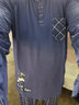韩彩睡衣男春秋长袖莫代尔棉格子男家居服套装 兰色 170/95(L) 实拍图