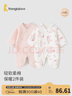 童泰婴儿衣服新生儿连体衣秋冬季夹棉保暖宝宝衣服纯棉蝴蝶哈衣2件装 粉色小兔 52cm 实拍图