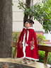 安妮优儿女童汉服冬款拜年服女宝中国风2026新款古装过年冬季儿童新年唐装 红色披风 110 实拍图