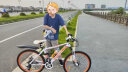 凤凰（PHOENIX）山地自行车男女成人变速学生代步24/26双碟刹越野减震白粉色单车 辐条轮-白橙色（高碳钢车架） 24英寸 24速 实拍图