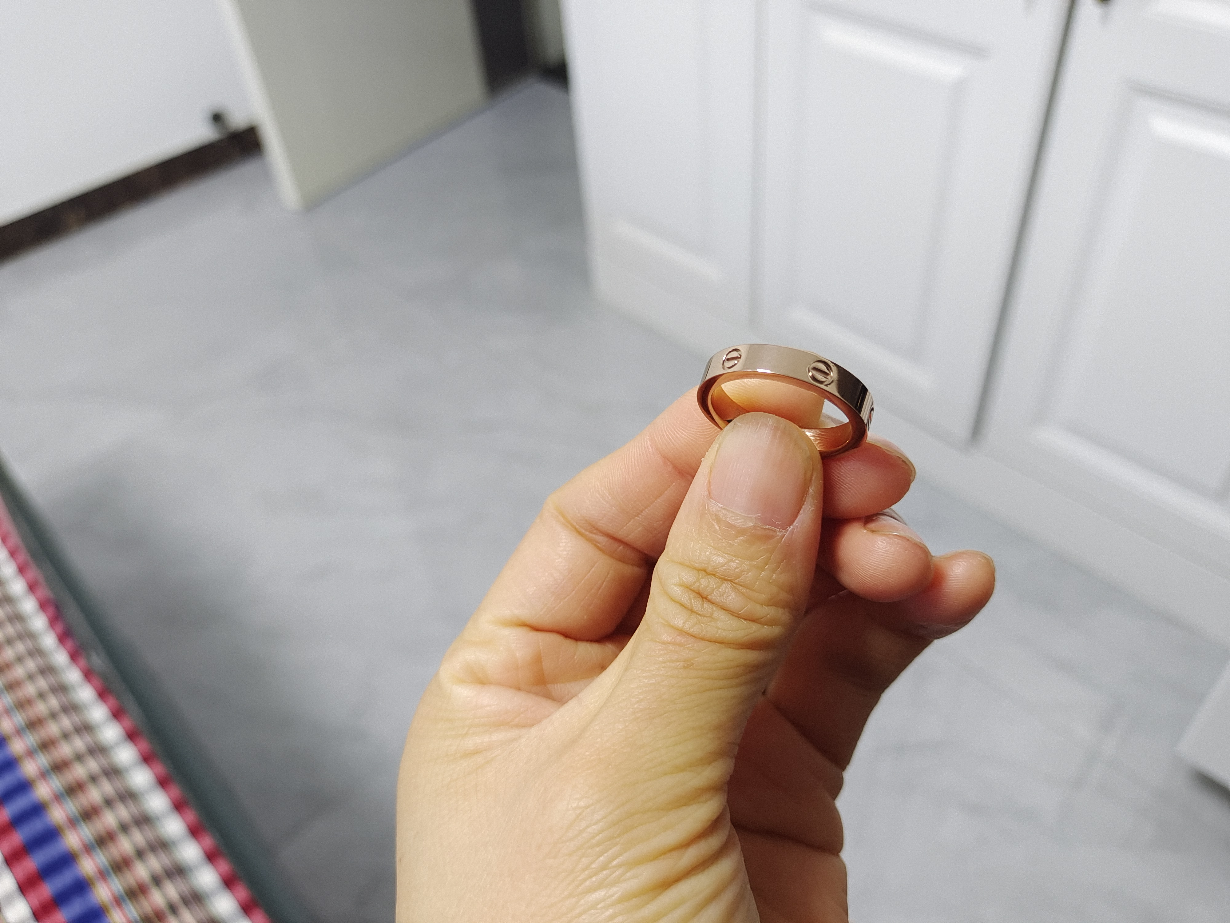 舒弗卡家同款情侣戒指简约莫桑钻求婚对戒结婚戒指520送女朋友礼物 无钻玫瑰金 美码8号 实拍图