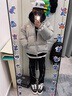 黑盒白美式潮牌立领印花棉服男装冬季棉袄加厚保暖面包服情侣棉衣男外套 SRDD-W233灰色 XL 【建议120-140斤】 实拍图