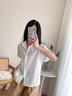 子牧棉麻夏装 女韩版百搭衬衫短袖宽松显瘦洋气小众设计感上衣2437 白色 L (建议110-120斤) 实拍图