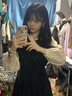妙奕嘉长袖衬衫连衣裙女士裙子长裙衣服女装新品春秋新款黑色小个子套装 米黄衬衫背心连衣裙两件套 M 【建议80-100斤】 实拍图