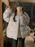 诗丹蕊冬季学院风设计感蓝色棉服女韩系新款ins羽棉袄绒服棉衣面包服潮 波点蓝色 均码【可备注码数】 实拍图