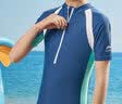 李宁（LI-NING）连体儿童泳衣男童亲子宝宝学生中大童小童女孩游泳衣362深蓝色170 实拍图