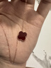 纪梵哲奢侈品四叶草项链女生吊坠手链七夕情人节生日礼物送女朋友老婆 四叶草红玛瑙项链 精美礼盒装 实拍图