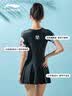 李宁（LI-NING）泳衣女连体裙式修身显瘦游泳衣舒适透气温泉度假泳装088 黑色XXL 实拍图
