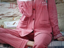 依曼安睡衣女春秋棉长袖长裤家居服时尚翻领套装可外穿加大码女士睡衣 玫瑰红1923 XL （120-140）斤 实拍图
