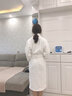 欣美舒纯棉睡袍浴袍毛巾料温泉长款秋冬男女士成人情侣浴衣酒店大码长款 白色-纯棉-毛巾料 L 【适合178cm以下180斤以内】 实拍图